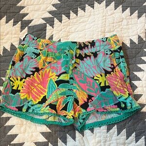 Cat & Jack Tropical Leaf Print Shorts in Teal, Pink, Yellow, and Black